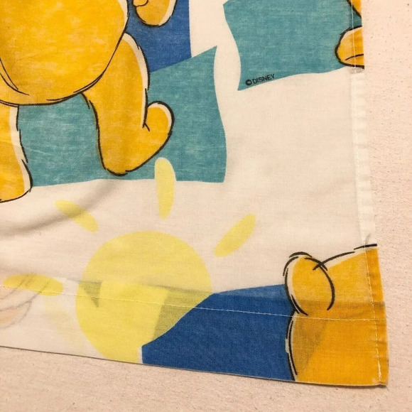 Vtg 90s Disney Winnie the Pooh Double Size Flat  Sheet 95x75 Piglet - Picture 3 of 16